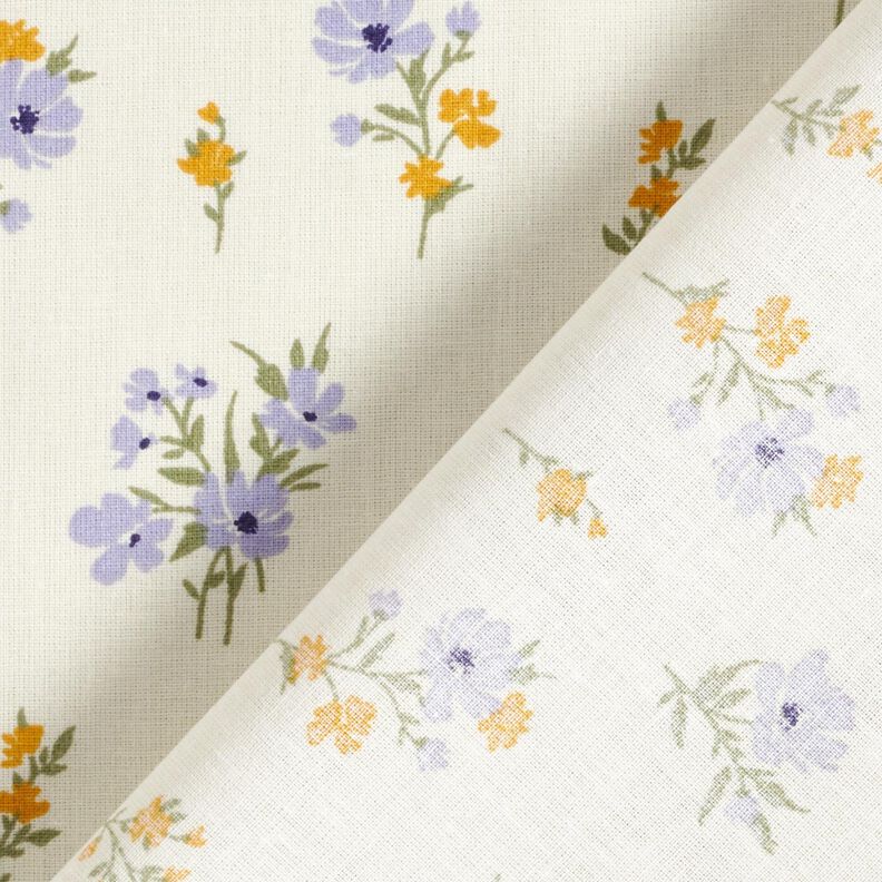 Tkanina bawełniana Kreton kwiaty mini – krem/liliowy,  image number 4