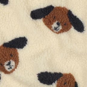 Puszysty plusz psie głowy | Poppy Fabrics – jasnobeżowy/czarny brąz, 