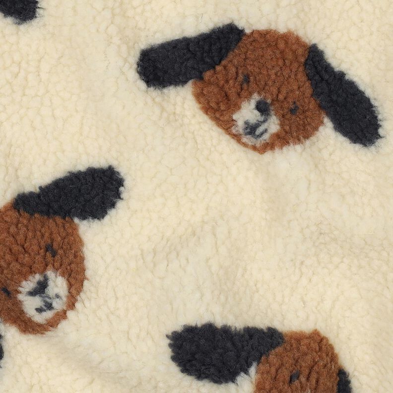 Puszysty plusz psie głowy | Poppy Fabrics – jasnobeżowy/czarny brąz, image number 2