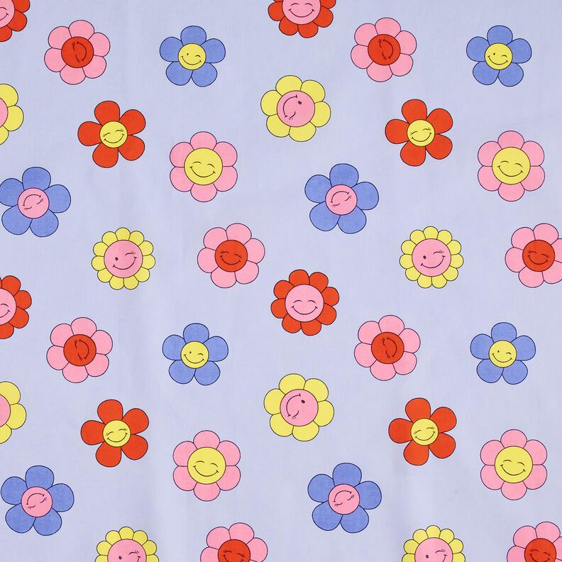 Bawełna powlekana wesołe kwiaty | Poppy Fabrics – błękit/róż,  image number 1