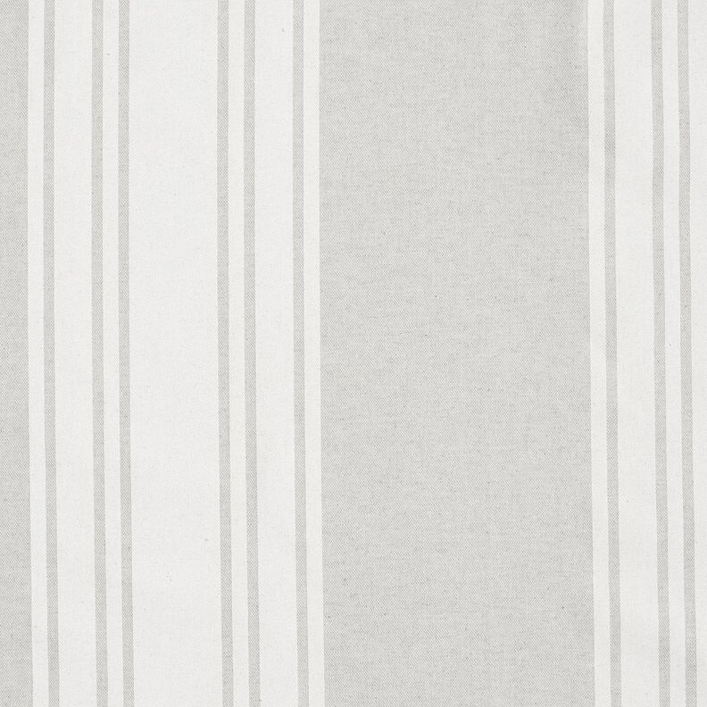 Tkanin dekoracyjna Panama Szerokie pasy – mleczna biel/mglisty szary,  image number 1