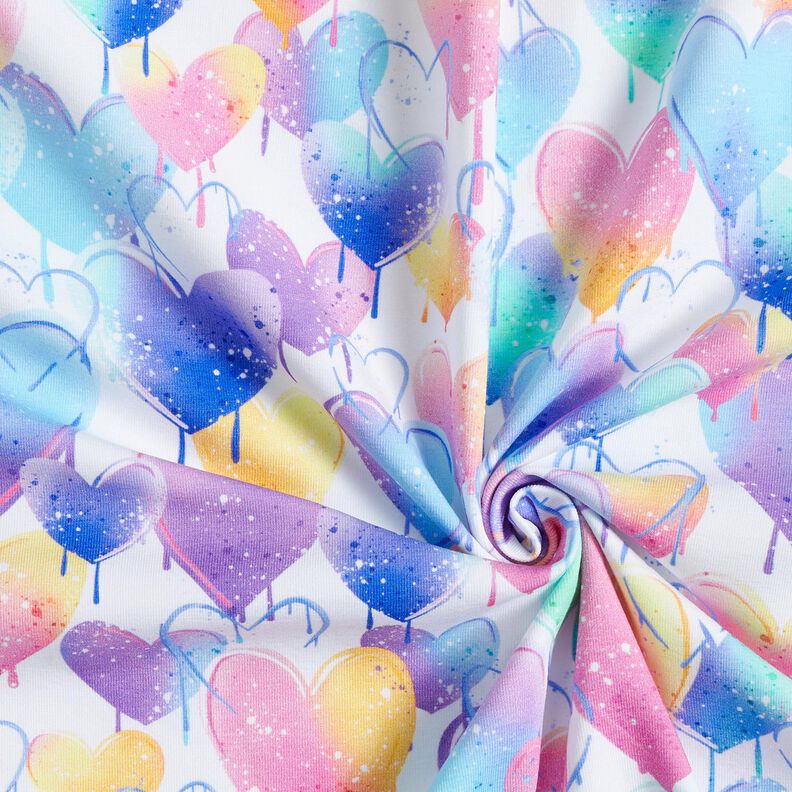 Dżersej bawełniany serca w stylu grafitti | Glitzerpüppi  – biel/kolorowy,  image number 3