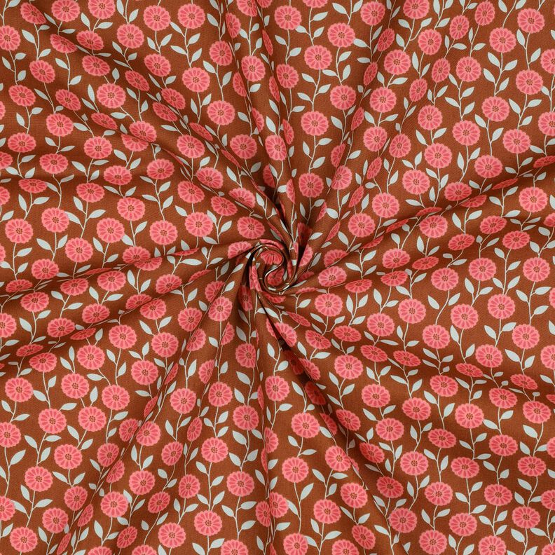 Popelina bawełniana letnie kwiatki | Poppy Fabrics – homar/brąz,  image number 3