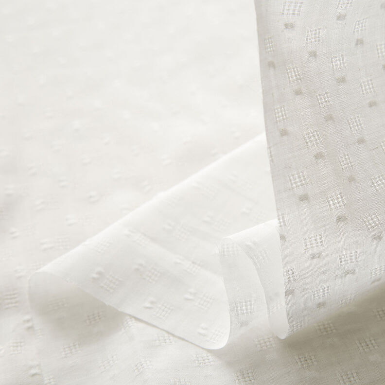 Ażurowa tkanina bawełniana dobby – biel,  image number 3