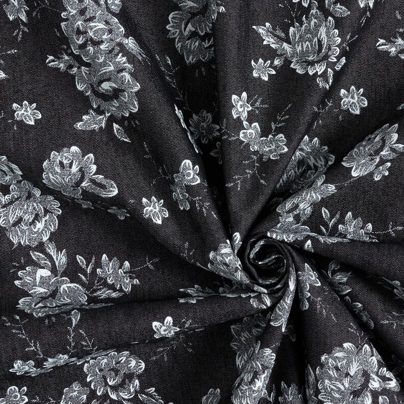 Chambray małe róże – czerń/biel,  image number 3