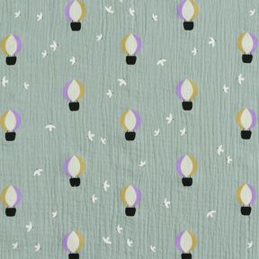 Muślin / Tkanina double crinkle Latające balony | Poppy Fabrics – zieleń trzcinowa, 