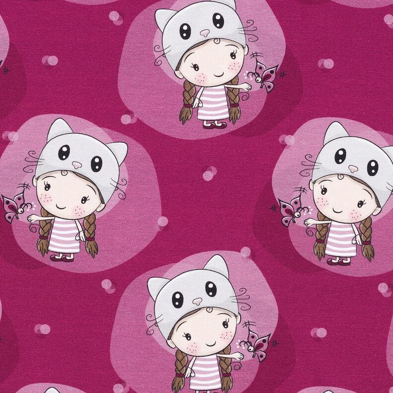 Dżersej bawełniany kocica | Glitzerpüppi  – malinowy,  image number 1