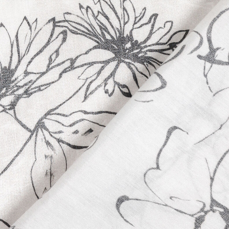 Mieszanka z wiskozą z metalicznym połyskiem i rysunkiem kwiatów – biel/czerń,  image number 5