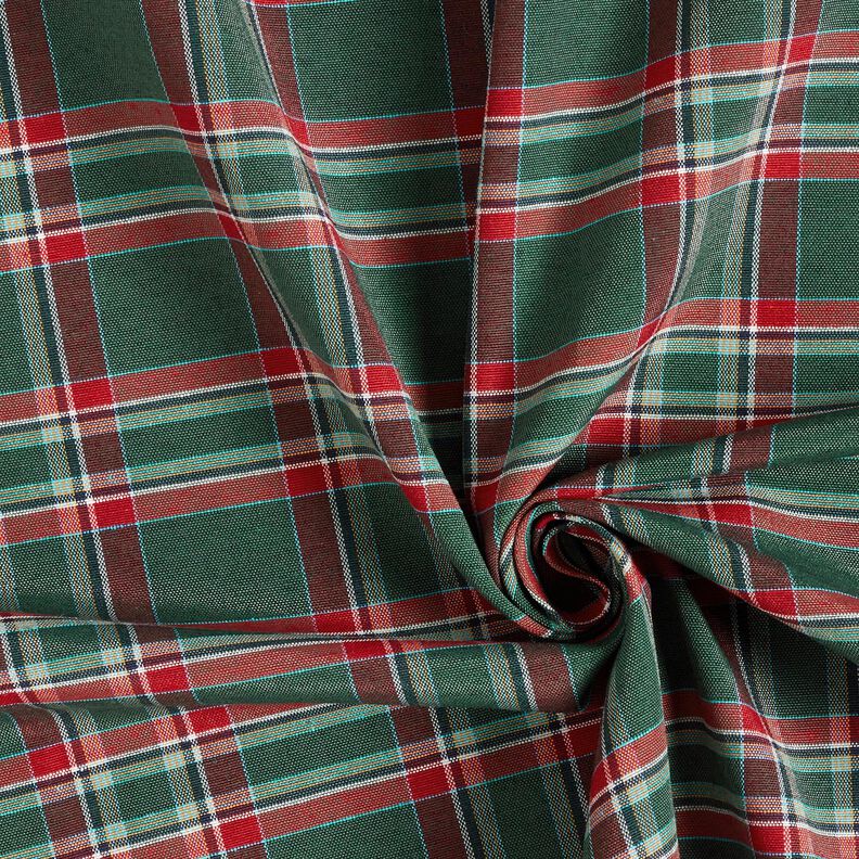 Tkanin dekoracyjna Żakard klasyczna krata – zielony jodłowy/czerwień karminowa,  image number 3
