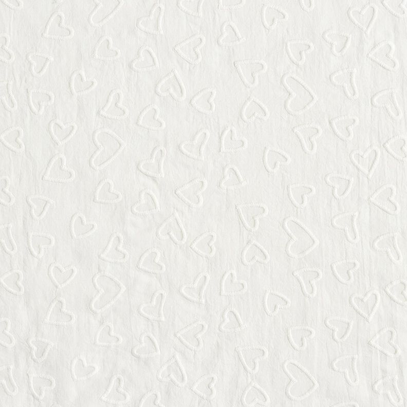Batyst haftowane serca | Poppy Fabrics – kość słoniowa,  image number 1
