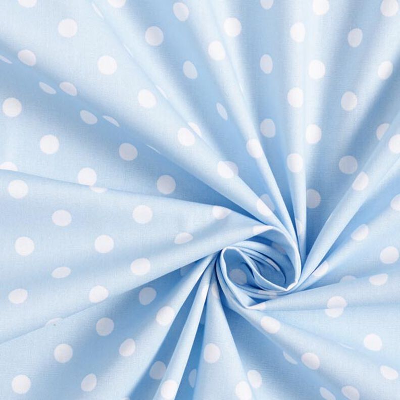 Popelina bawełniana Duże kropki – jasnoniebieski/biel,  image number 5