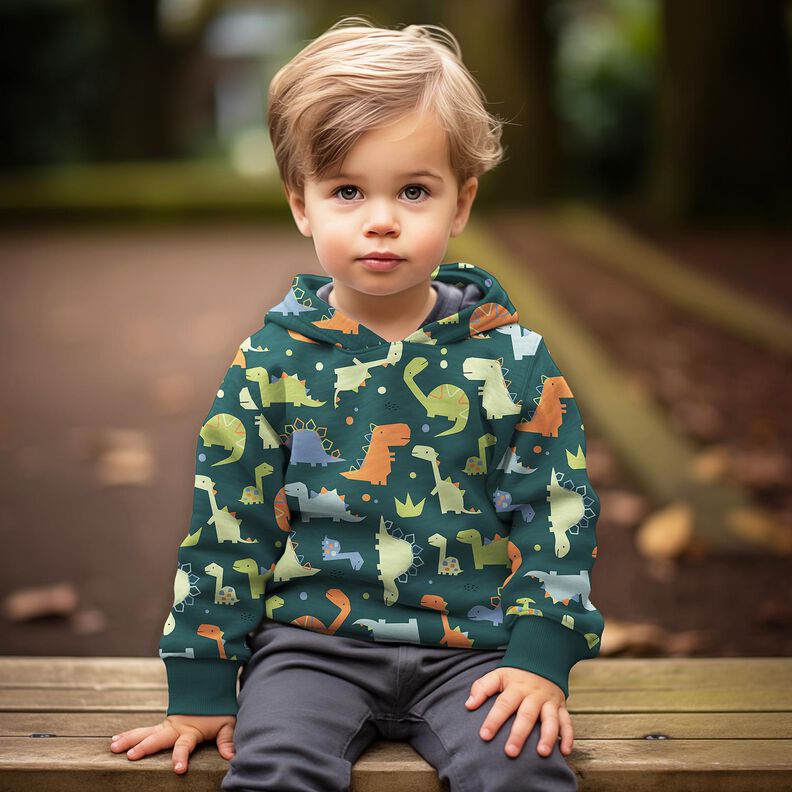 Dzianina dresowa pętelkowa dinozaury | Poppy Fabrics – świerk srebrny/jasna zieleń,  image number 5