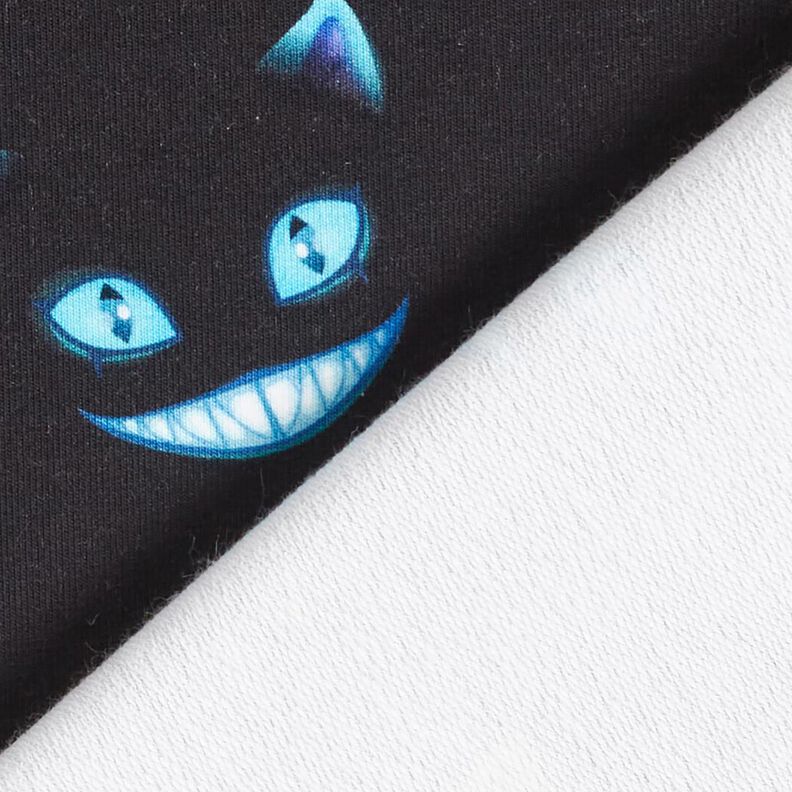Dzianina dresowa pętelkowa French Terry uśmiechnięty kot nadruk cyfrowy – czerń/mix kolorów,  image number 4