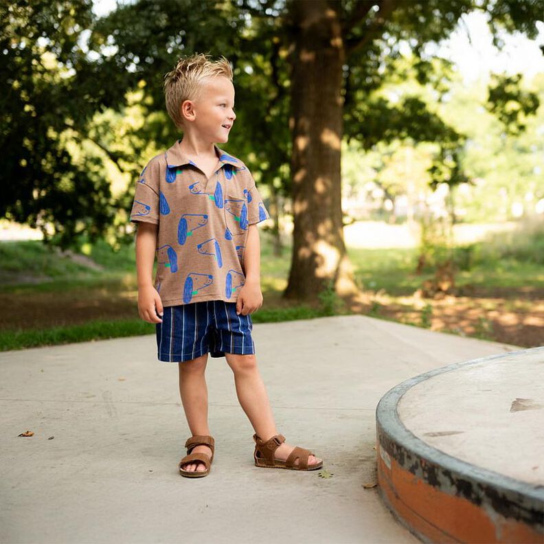 Dżersej bawełniany psy | Poppy Fabrics – błękit golębi/czerń,  image number 6