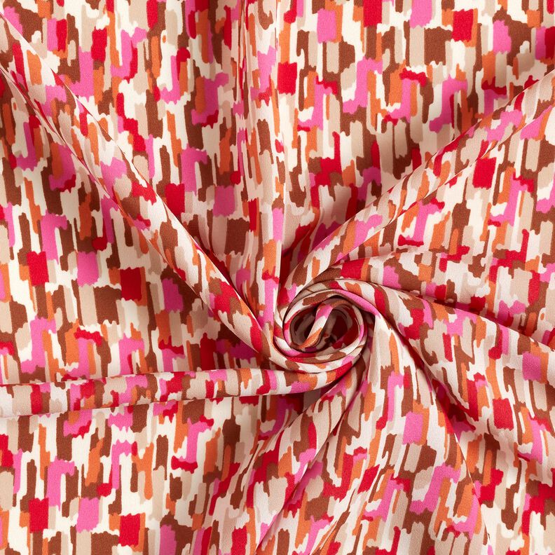 Krepa ze wzorem ślad&oacute;w pędzla &ndash; pink/ciemny beż,  image number 3