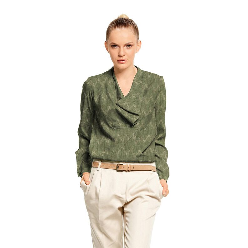 Dzianina o drobnym ściegu złoty zygzak – khaki/złoty metaliczny,  image number 5