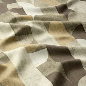 Tkanina zaciemniająca abstrakcyjne łuki – khaki/jasny kreci, 