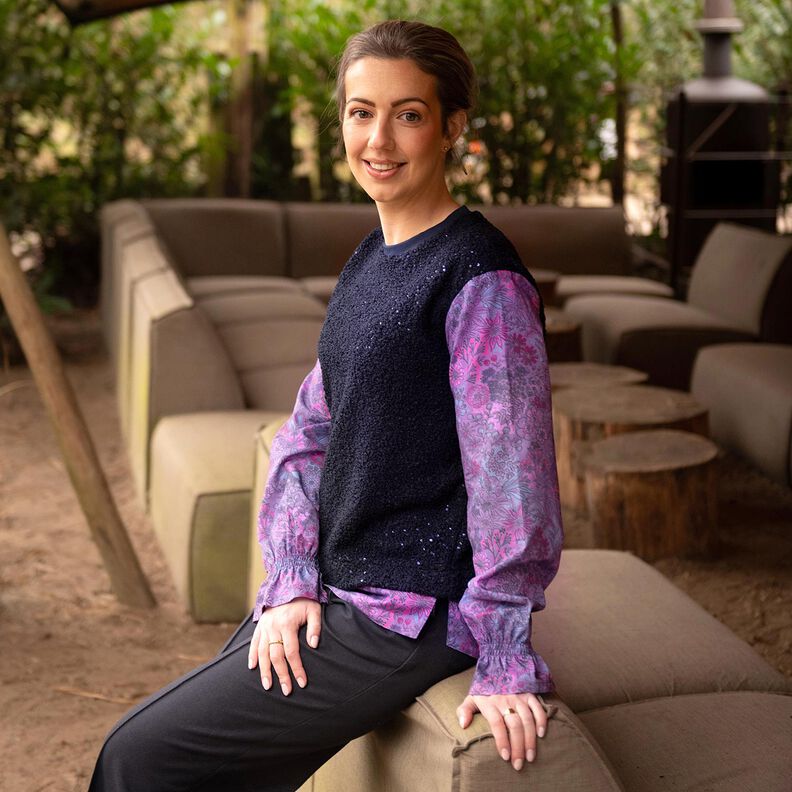 Dzianina bouclé Cekiny Jednokol | Poppy Fabrics – ciemnogranatowy, image number 7