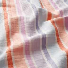 Muślin / Tkanina double crinkle paski z barwionej przędzy | Poppy Fabrics – mleczna biel/mix kolorów, 