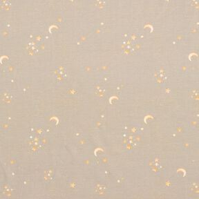 Dżersej bawełniany gwieździste niebo nadruk cyfrowy – jasny kreci, 