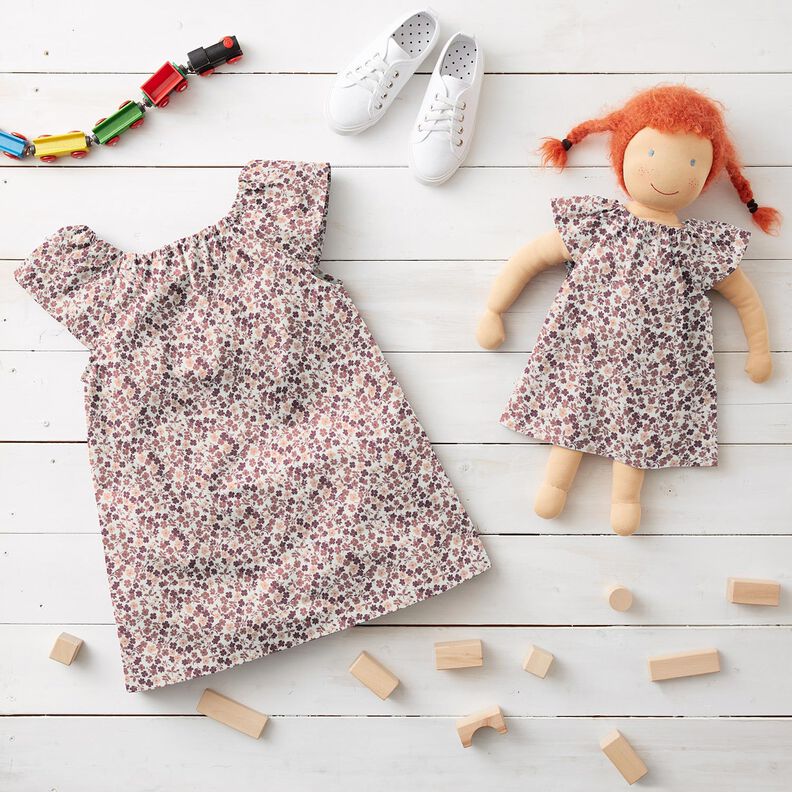 D?ersej bawe?niany morze kwiat&oacute;w &ndash; biel/lilia,  image number 6