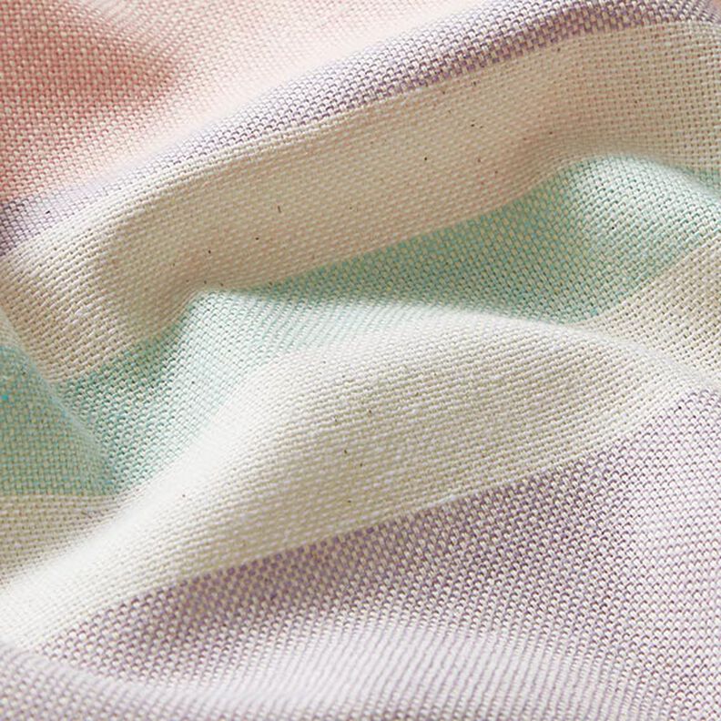 Tkanin dekoracyjna Half panama miks kolorowych pasków z recyklingu – pastelowy beż,  image number 2