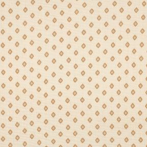 GOTS Muślin / Tkanina double crinkle wzór w romby boho  | Poppy Fabrics – krem/cynamon, 