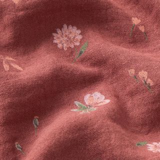 Muślin / Tkanina double crinkle delikatne kwiatuszki | by Poppy – burgund, 