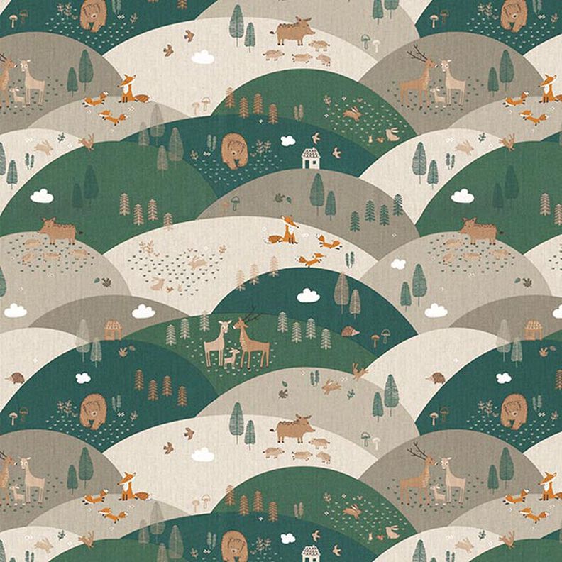 Tkanina dekoracyjna półpanama Zwierzęta leśne – naturalny,  image number 1