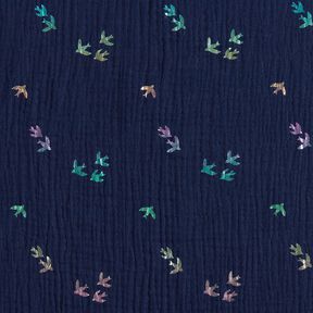 Muślin / Tkanina double crinkle Jaskółki Nadruk foliowy | Poppy Fabrics – ciemnogranatowy/mix, 