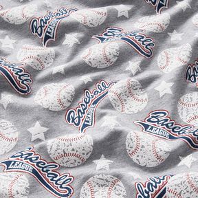 Dzianina dresowa pętelkowa French Terry bejsbol – srebro/biel, 