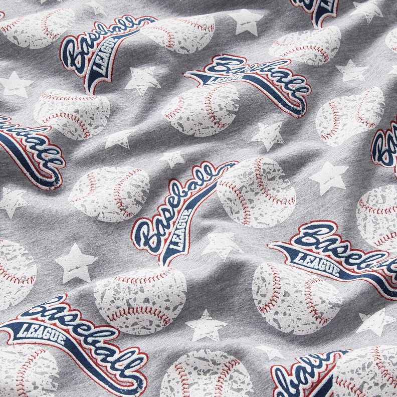 Dzianina dresowa pętelkowa French Terry bejsbol – srebro/biel,  image number 2