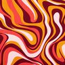 Satyna bawełniana fale retro | Poppy Fabrics – bordo/żółty curry,  thumbnail number 1