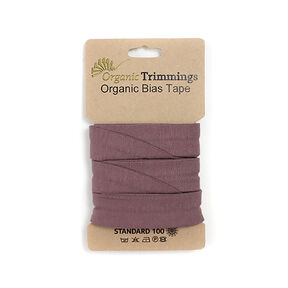 Taśma skośna Dżersej z bawełny organicznej [3 m | 20 mm] – bakłażan, 