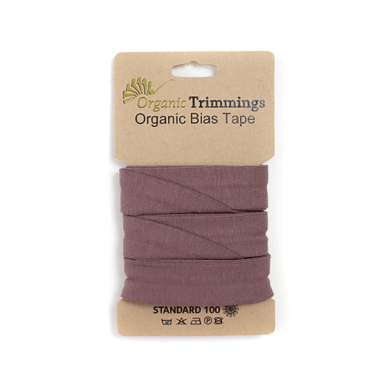 Taśma skośna Dżersej z bawełny organicznej [3 m | 20 mm] – bakłażan,  image number 1