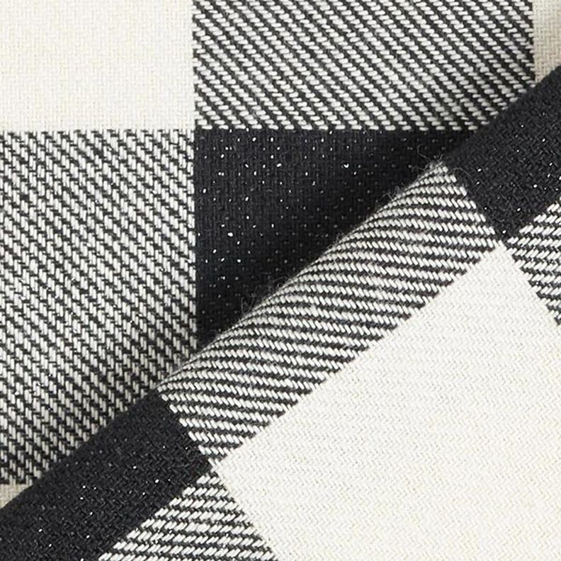 Tkanina bawełniana w lureksową kratkę – czerń/biel,  image number 5