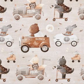 Tkanin dekoracyjna Diagonal bawełniany pojazdy retro nadruk cyfrowy – migdałowy,  Tkanin dekoracyjna Diagonal bawełniany pojazdy retro nadruk cyfrowy – migdałowy,