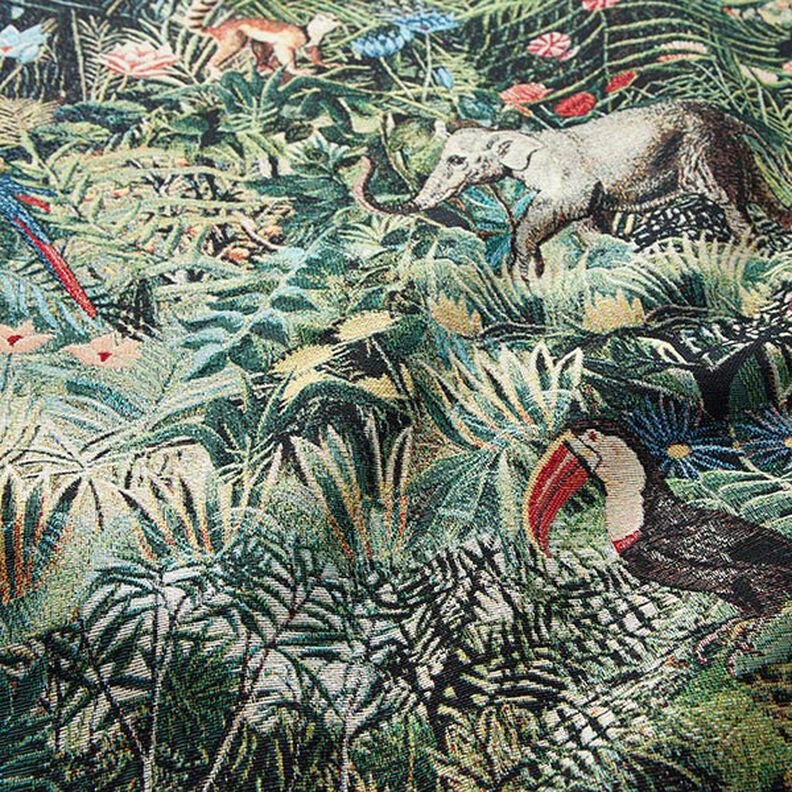 Tkanin dekoracyjna Gobelin dżungla – czerń/ciemna zieleń,  image number 2