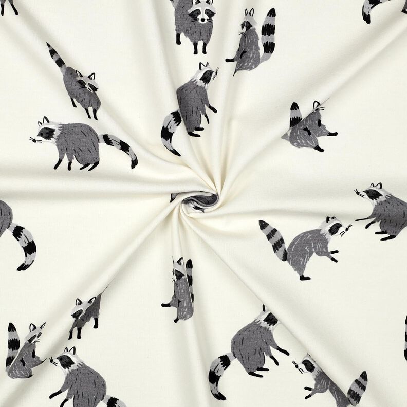 Dżersej bawełniany szopy pracze nadruk cyfrowy | Poppy Fabrics – mleczna biel,  image number 3