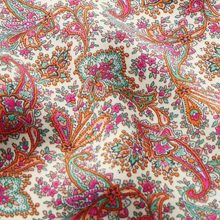Satyna w kwiaty paisley – naturalny/pink, 