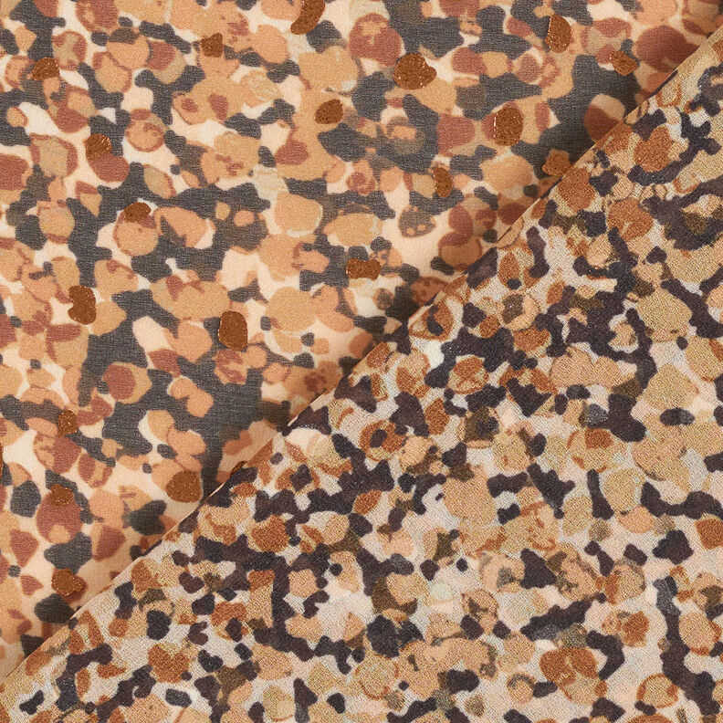 Krepa szyfonowa w plamki i złote kropki – brąz/złoty metaliczny, image number 5