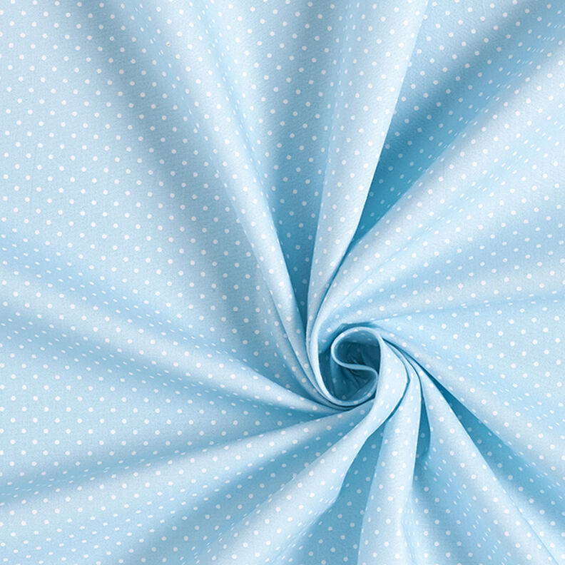 Popelina bawełniana Małe kropki – jasnoniebieski/biel,  image number 3