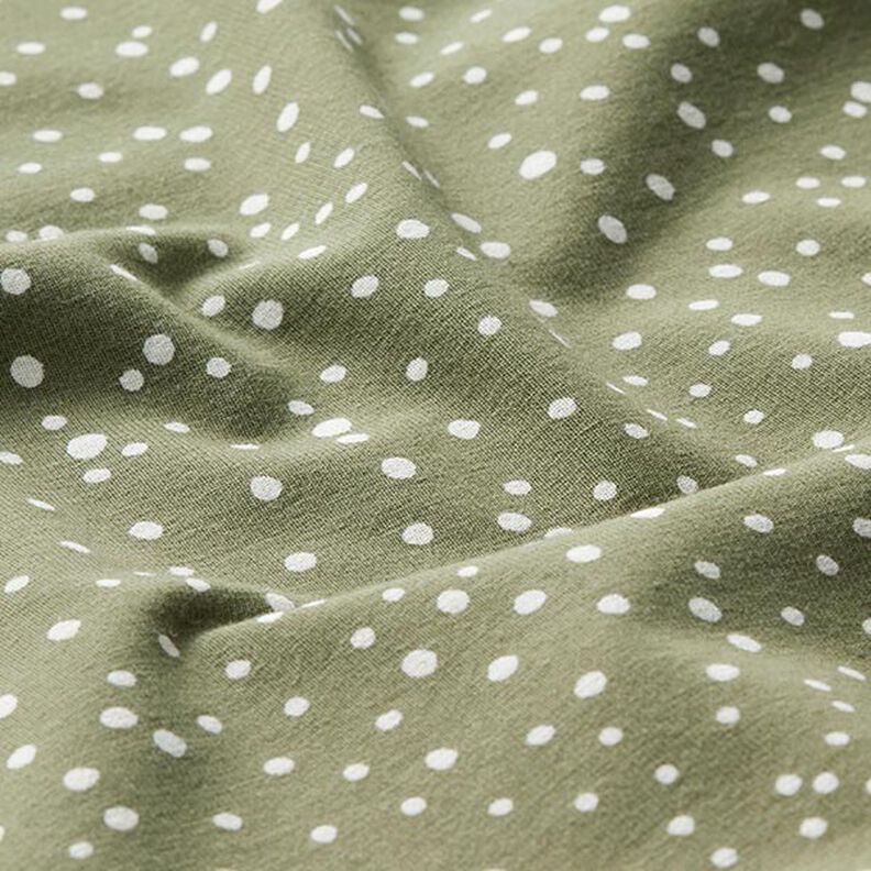 Dżersej bawełniany w nieregularne kropki – khaki,  image number 2