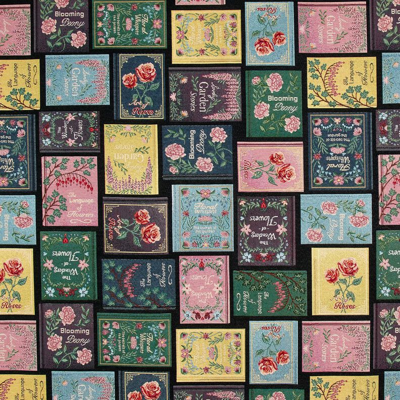 Tkanin dekoracyjna Gobelin okładka książki – czerń/merlot,  image number 1