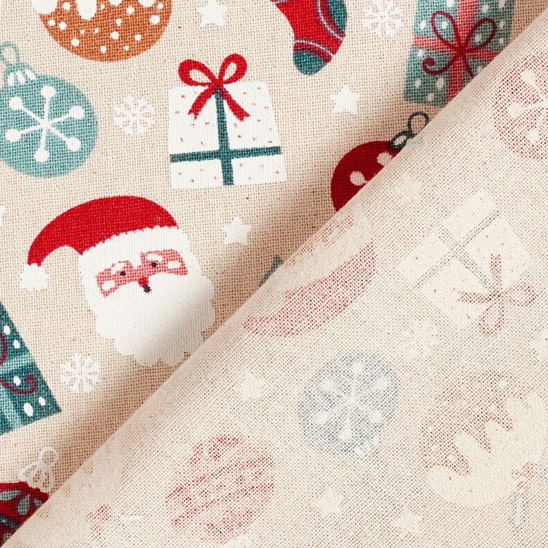Tkanin dekoracyjna Płótno urocze motywy świąteczne – naturalny/eukaliptusowy,  image number 4