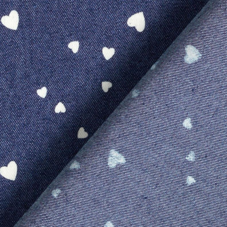 Chambray serduszka – granat/mleczna biel,  image number 4