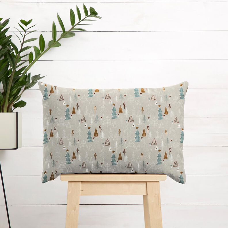 Tkanina bawełniana Popelina minimalistyczne choinki – jasny kreci, image number 7
