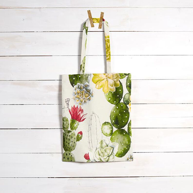 Tkanina dekoracyjna pł&oacute;tno kaktusy &ndash; naturalny/zieleń,  image number 6