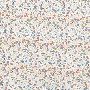 Dżersej bawełniany urocze kwiatuszki  – mleczna biel, 