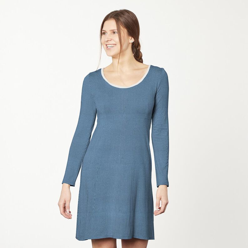 Dżersej prążkowany drobne prążki 2-1-1-1 – dżins,  image number 7